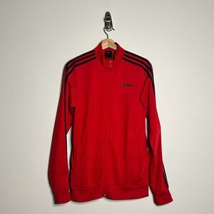 Adidas Red Three Stripe Full Zip Jacket Size Small